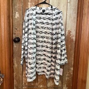 Fb Sunday Dress Barn gray and white striped cardigan